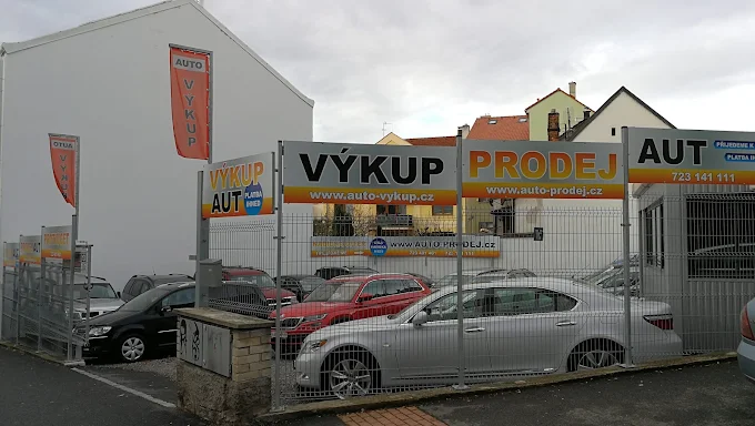 Provozovna Auto výkup s.r.o. v Praze s nápisy Výkup aut a Prodej aut